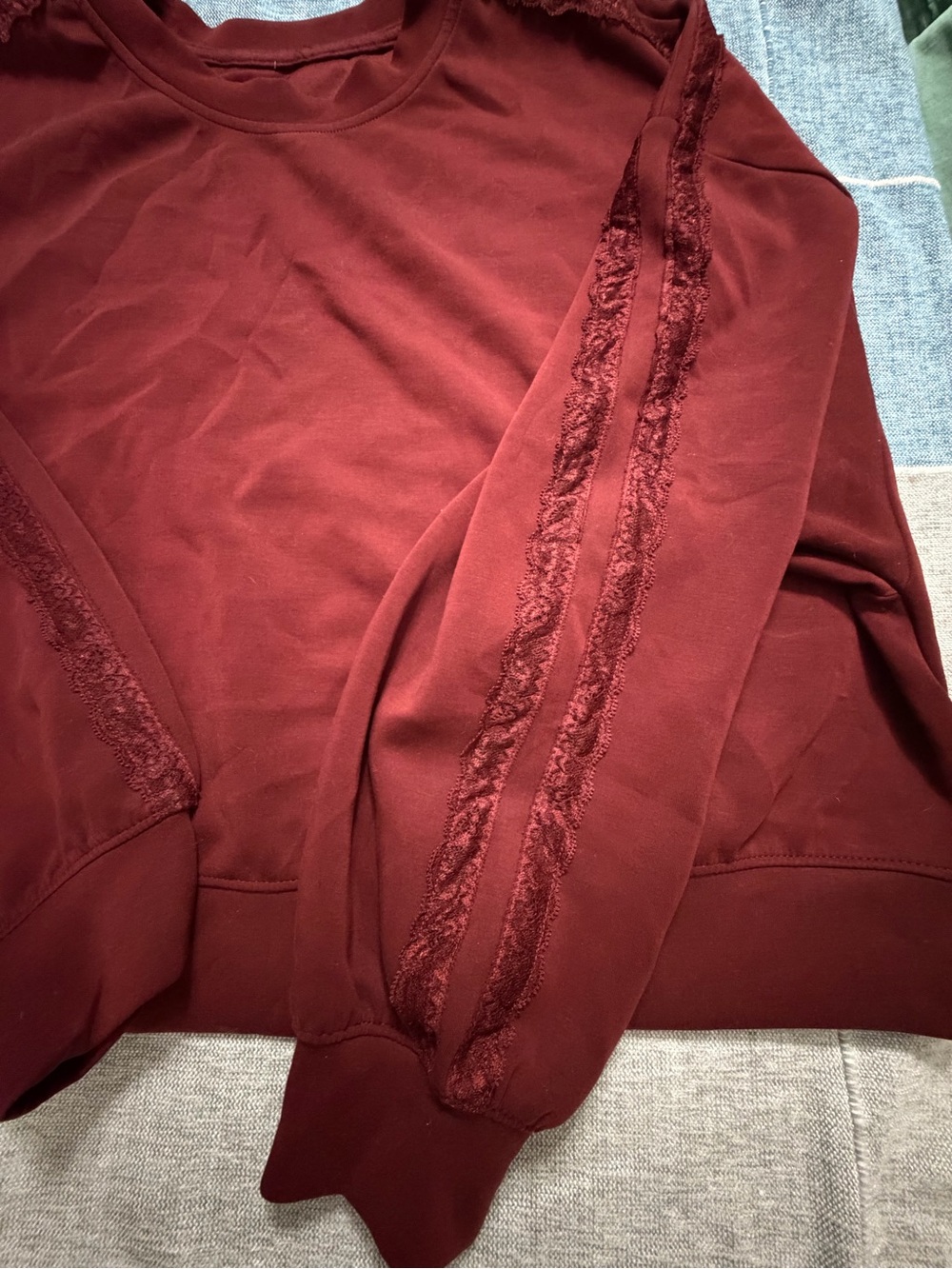 All In Motion Airy Sleek Pique Crewneck Sweatshirt- Maroon - Picture 8 of 14